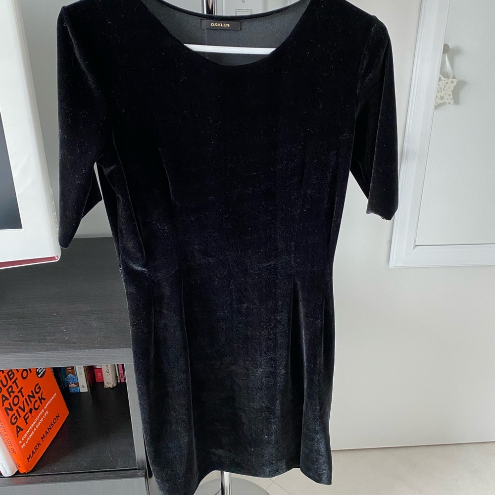 Osklen Black Velvet Short Sleeve Dress